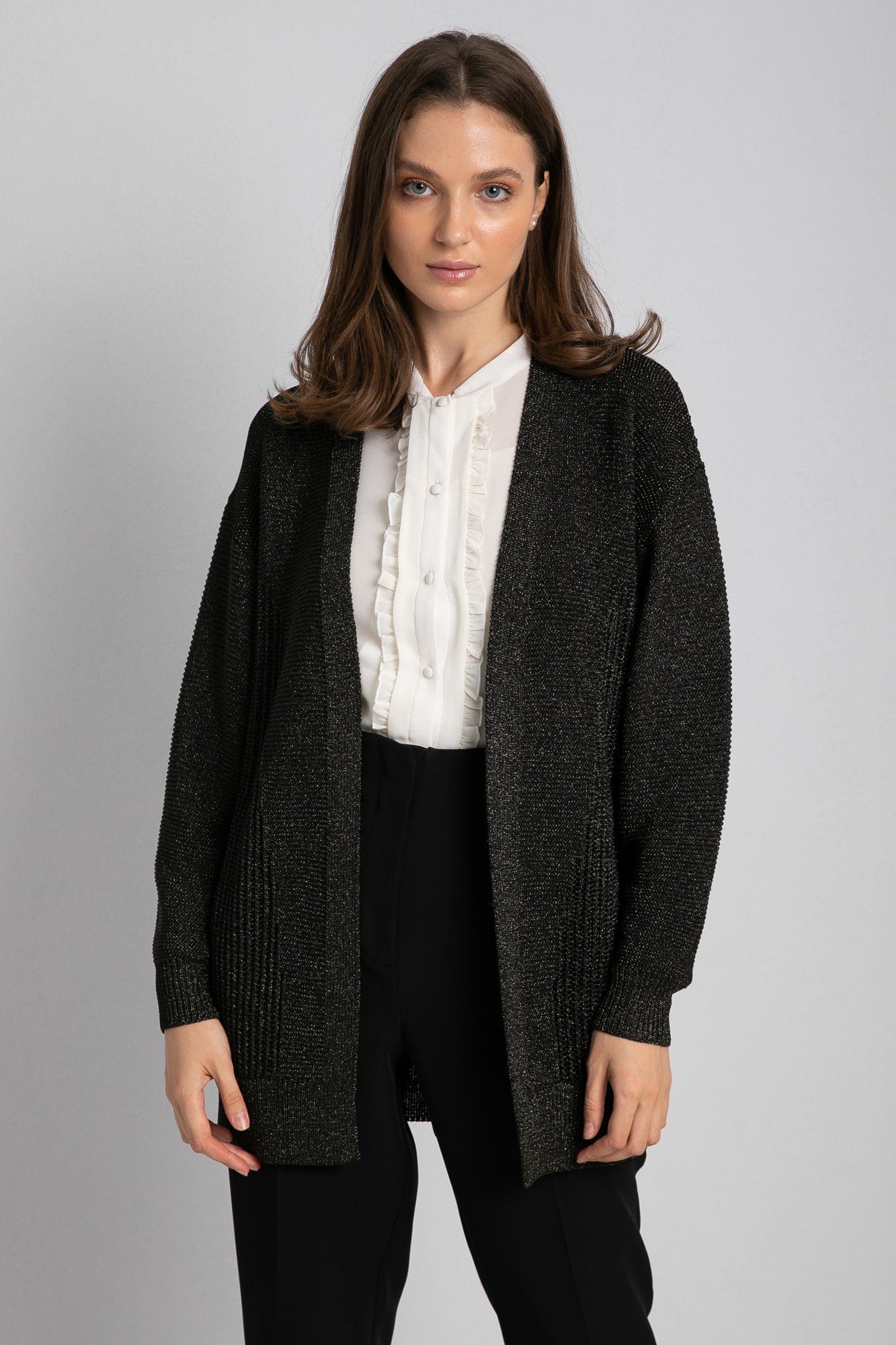 داليدرس كارديجان طويل سادة مفتوح من الأمام نسائي