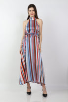 داليدرس فستان قصير سادة بخصر مطاطي كم طويل واسع بأساور نسائي متعدد الألوان