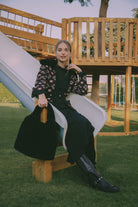 داليدرس جاكيت منقوش بقبعة من الخلف كم طويل نسائي أسود/بورغوندي