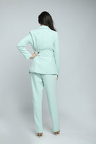 داليدرس جاكيت رسمي طويل سادة كم طويل نسائي أخضر فاتح