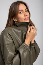 داليدرس جاكيت واسع جلد أوفر سايز كم طويل نسائي بني فاتح