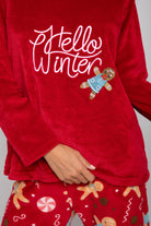 داليدرس بيجامة تيشيرت مظرز بالخيط كم طويل ببنطلون منقوش مطبوع