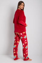 داليدرس بيجامة تيشيرت مظرز بالخيط كم طويل ببنطلون منقوش مطبوع