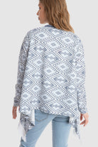 داليدرس كارديجان قصير منقوش كم طويل واسع نسائي أزرق/أبيض