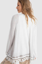 داليدرس كارديجان سادة واسعة كم طويل مزين لامع نسائي أزرق فاتح