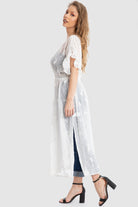 داليدرس كارديجان طويل مخصر كم قصير نسائي أبيض