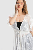 داليدرس كارديجان طويل مخصر كم قصير نسائي أبيض