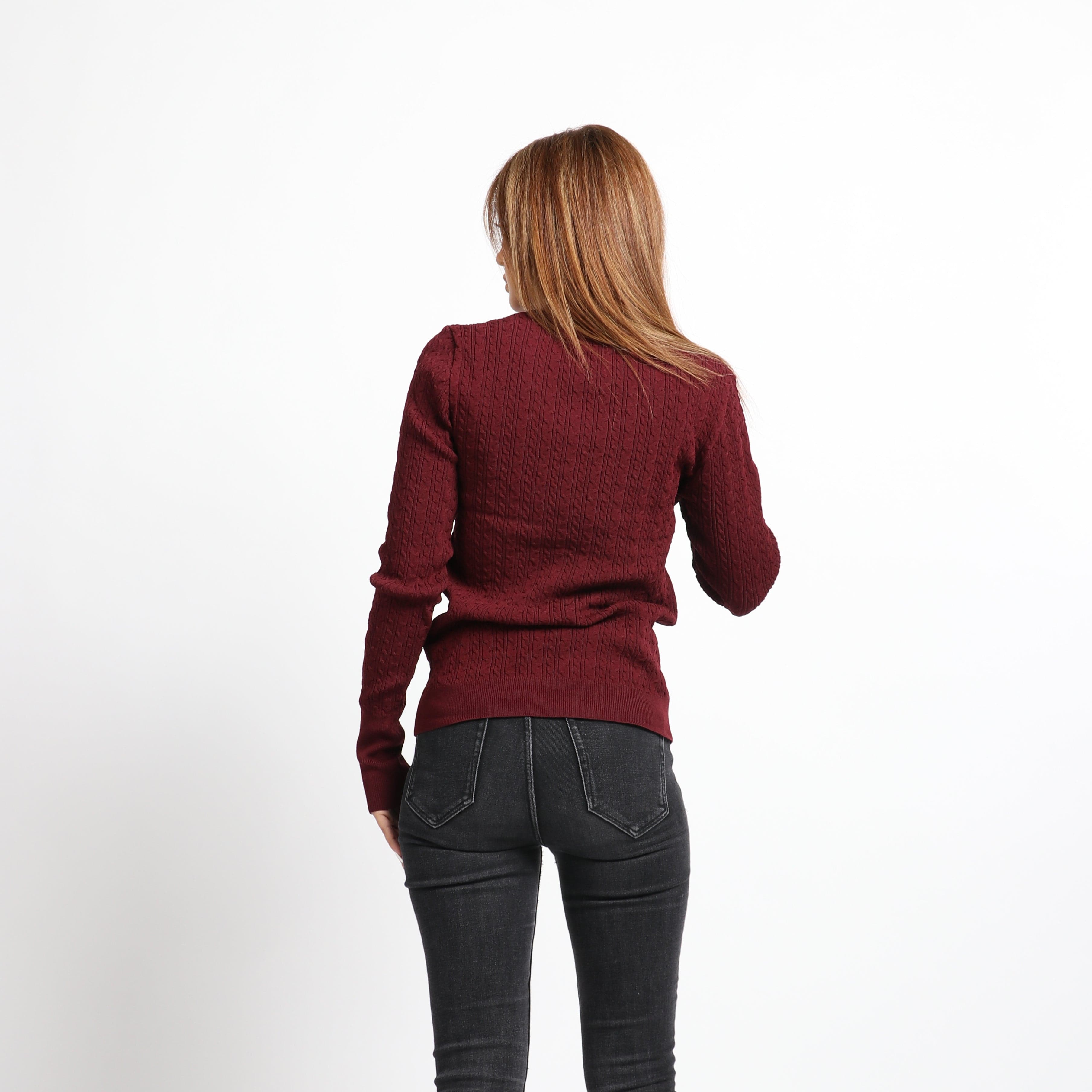 داليدرس كارديجان قصير مضفر بأزرار أمامية كم طويل نسائي