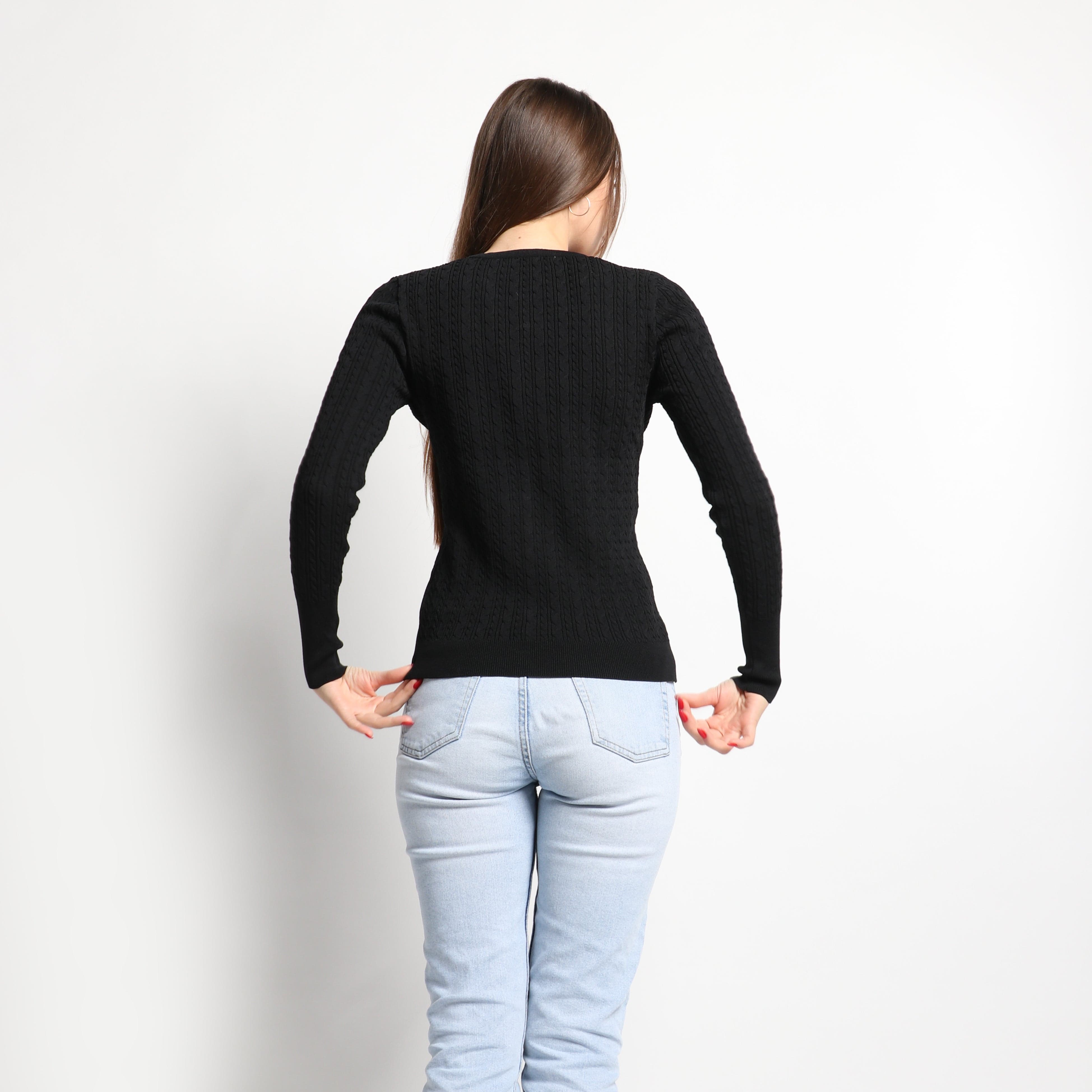 داليدرس كارديجان قصير مضفر بأزرار أمامية كم طويل نسائي