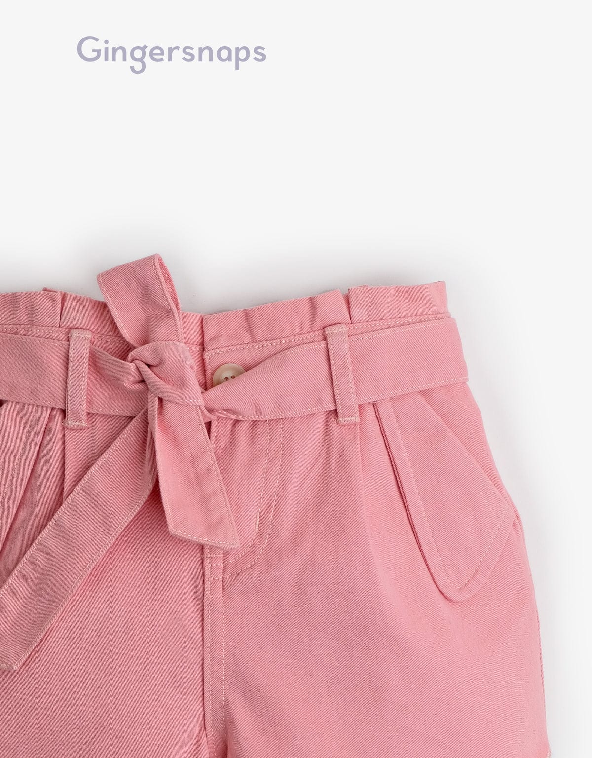 جينجرسنابس شورت بناتي جينز برباط على الخصر وردي