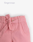 جينجرسنابس شورت بناتي جينز برباط على الخصر وردي