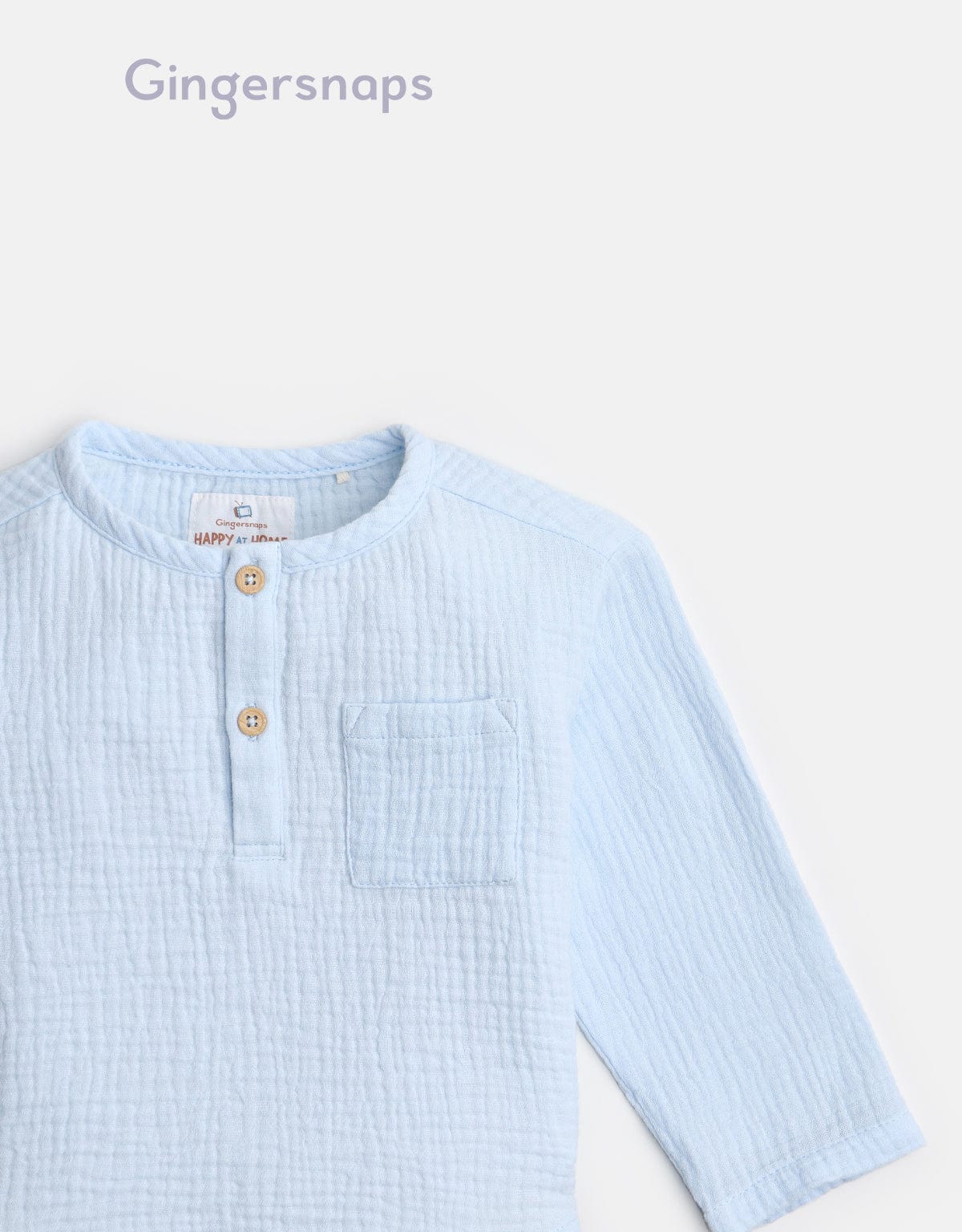 جينجرسنابس قميص منقوش كم طويل أولادي رضع أزرق فاتح