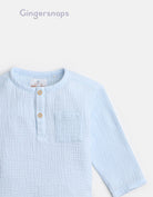 جينجرسنابس قميص منقوش كم طويل أولادي رضع أزرق فاتح