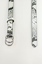 كيتشن حزام جلد ثعبان رفيع نسائي أبيض