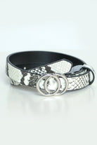 كيتشن حزام جلد ثعبان رفيع نسائي أبيض