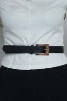 كيتشن حزام جلدي مربع نسائي أسود