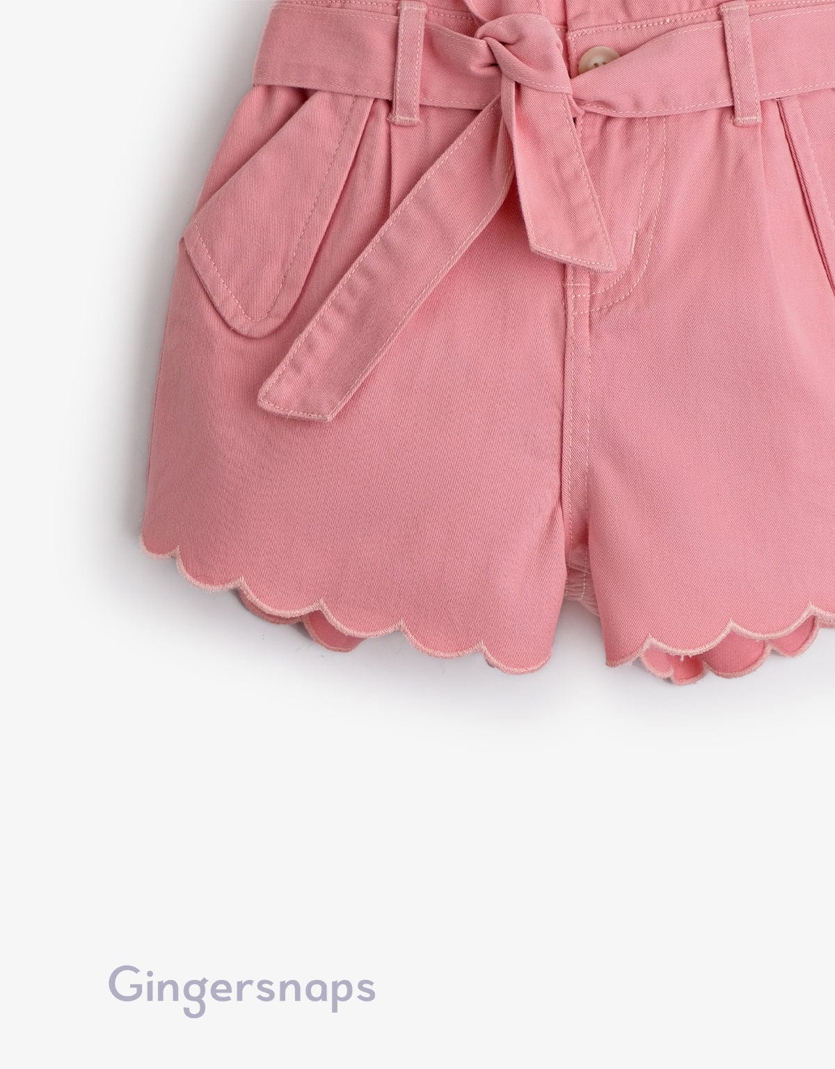 جينجرسنابس شورت بناتي جينز برباط على الخصر وردي