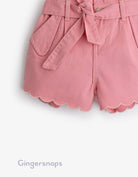 جينجرسنابس شورت بناتي جينز برباط على الخصر وردي