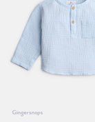 جينجرسنابس قميص منقوش كم طويل أولادي رضع أزرق فاتح