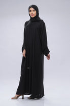 جوهرة عباية كريب كلاسيك سوداء طويلة كم طويل أسود