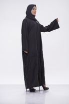 جوهرة عباية كلاسيك من جلد الغزال بشك وتطريز أسود