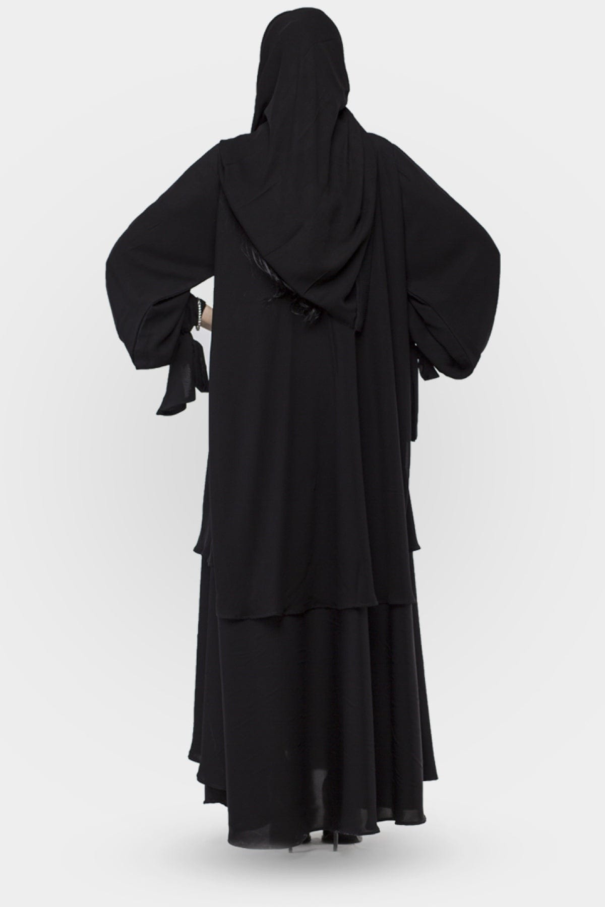 جوهرة عبايه كلوش طبقات بلاك بيري دبل بطبقة مزدوجة أسود