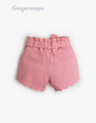 جينجرسنابس شورت بناتي جينز برباط على الخصر وردي