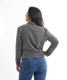 نتشي سترة سادة بأزرار كبيرة بأكمام طويلة أسود