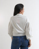 سترة سادة بسحاب بأكمام طويلة بف