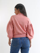 سترة سادة بسحاب بأكمام طويلة بف