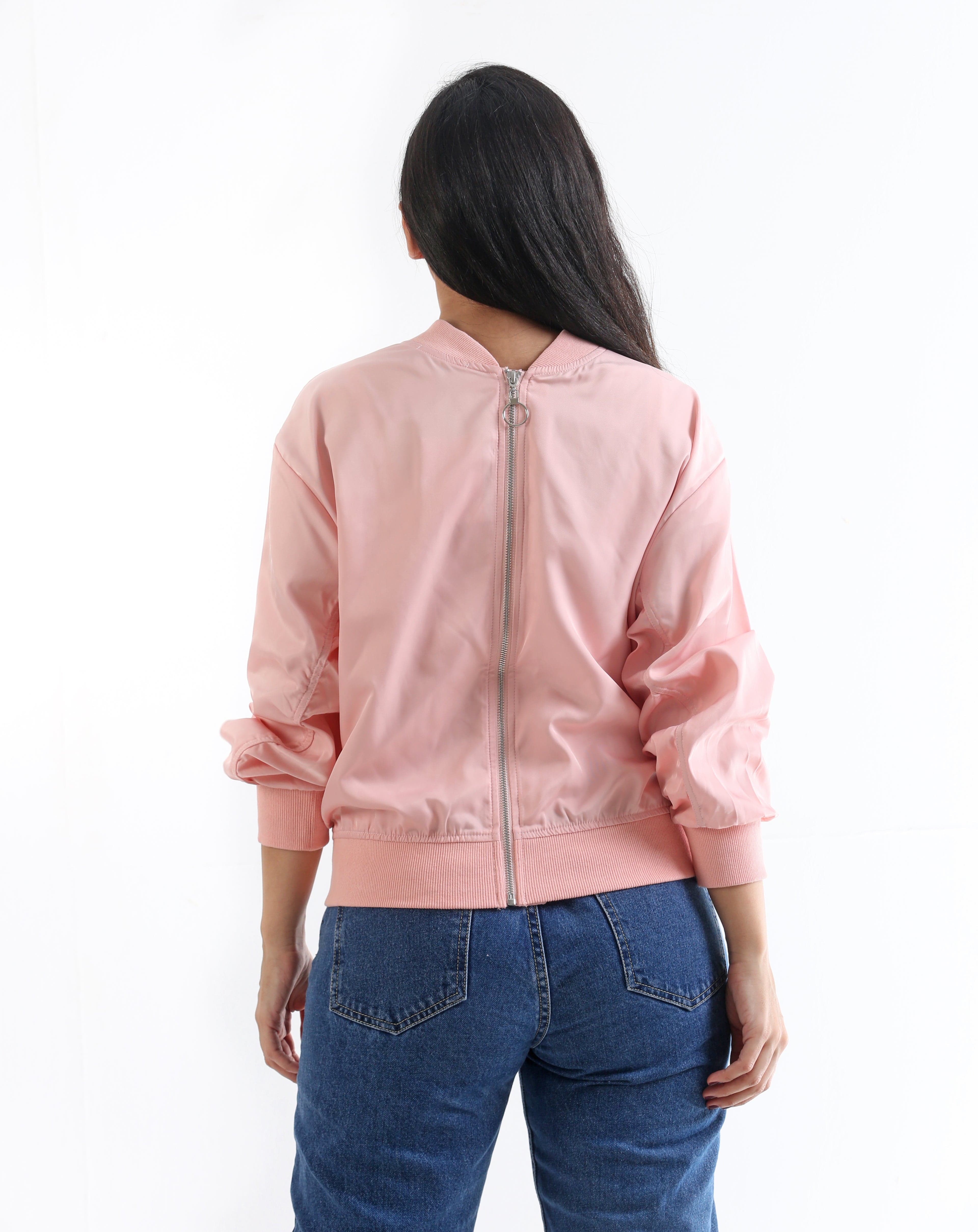 سترة سادة بسحاب بأكمام طويلة