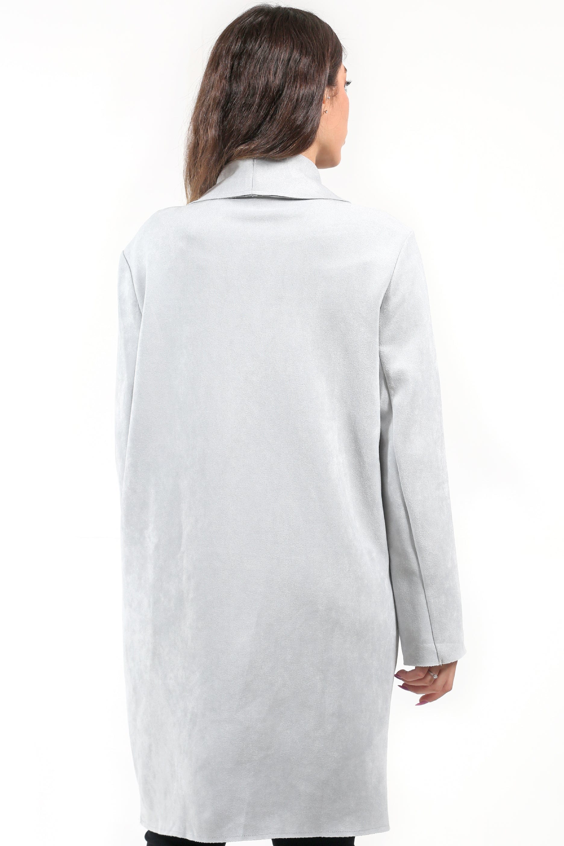 نتشي سترة سادة طويلة مفتوحة بأكمام طويلة