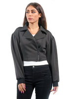 سترة قصيرة بسحاب بأكمام طويلة