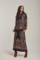 داليدرس تنورة نسائية ميدي مطرزة متعدد الألوان