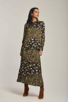 داليدرس تنورة نسائية منقوشة كم طويل نسائي متعدد الألوان