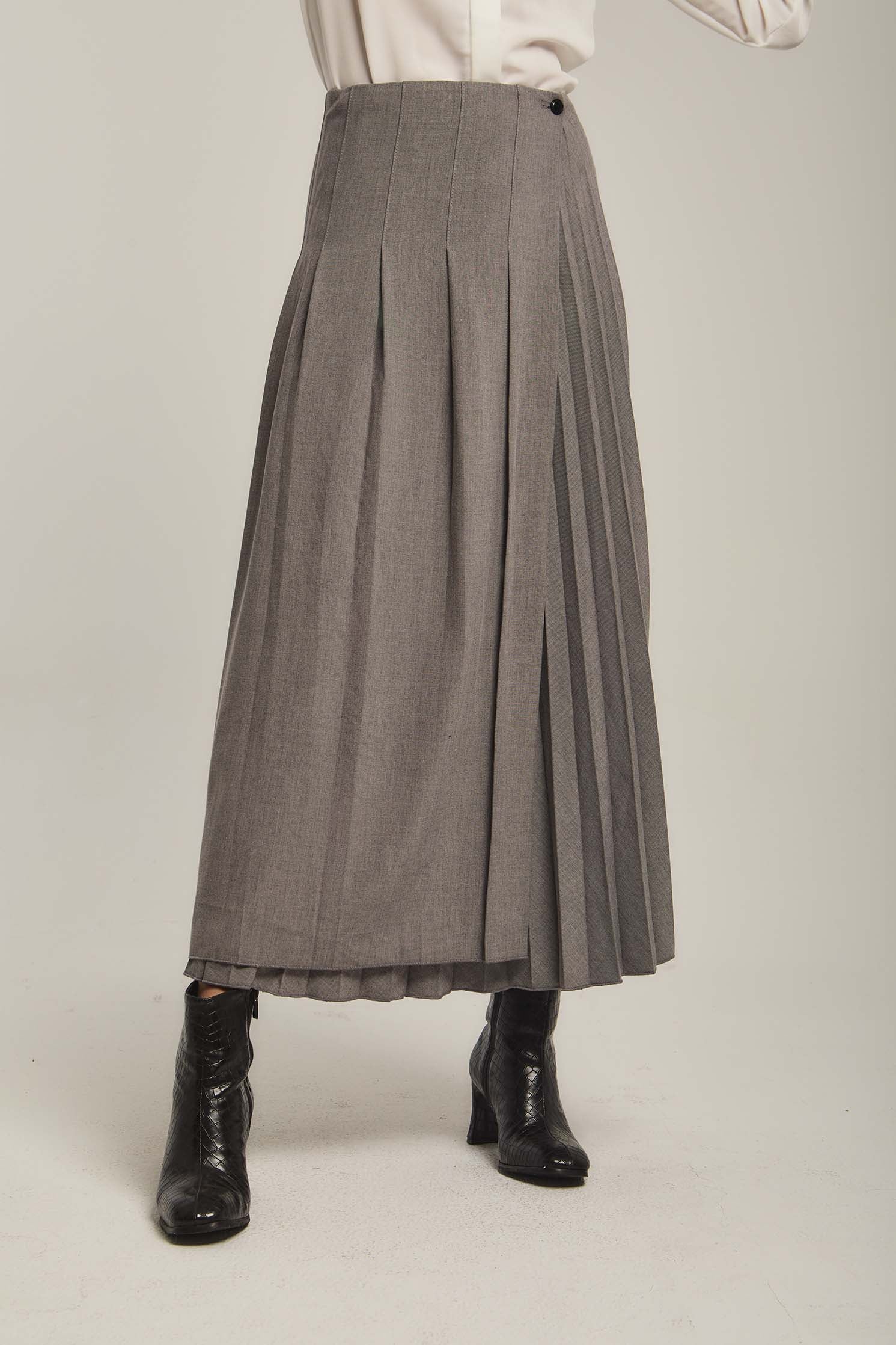 داليدرس تنورة نسائية كلوش خصر مرتفع نسائي رمادي