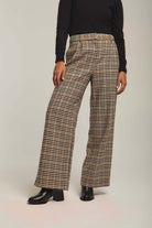 داليدرس بنطلون نسائي منقوش واسع طويل بني غامق