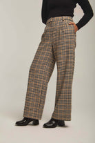 داليدرس بنطلون نسائي منقوش واسع طويل بني غامق