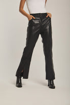 داليدرس بنطلون نسائي جلد واسع من أسفل خصر مرتفع أسود