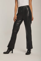 داليدرس بنطلون نسائي جلد واسع من أسفل خصر مرتفع أسود