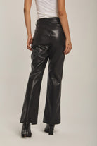 داليدرس بنطلون نسائي جلد واسع من أسفل خصر مرتفع أسود