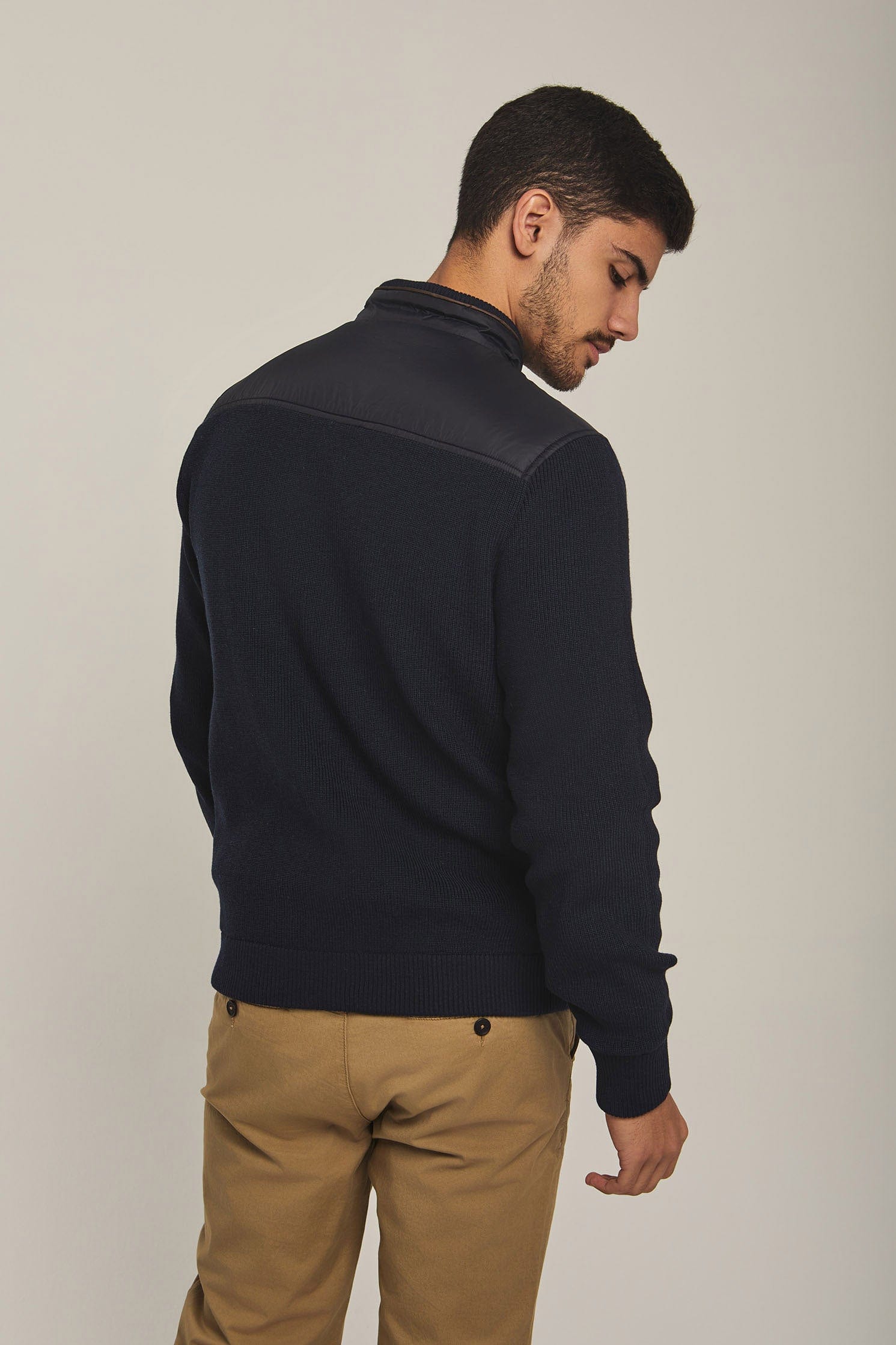 داليدرس جاكيت رجالي بسحاب أمامي كم طويل أزرق كحلي غامق