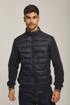 داليدرس جاكيت سادة بف مضلع كم طويل رجالي أزرق داكن