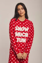 داليدرس بيجامة نسائية بنمط ثلج أحمر