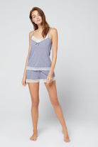 اتام شورت بيجامة مزين بدانتيل قصير نسائي