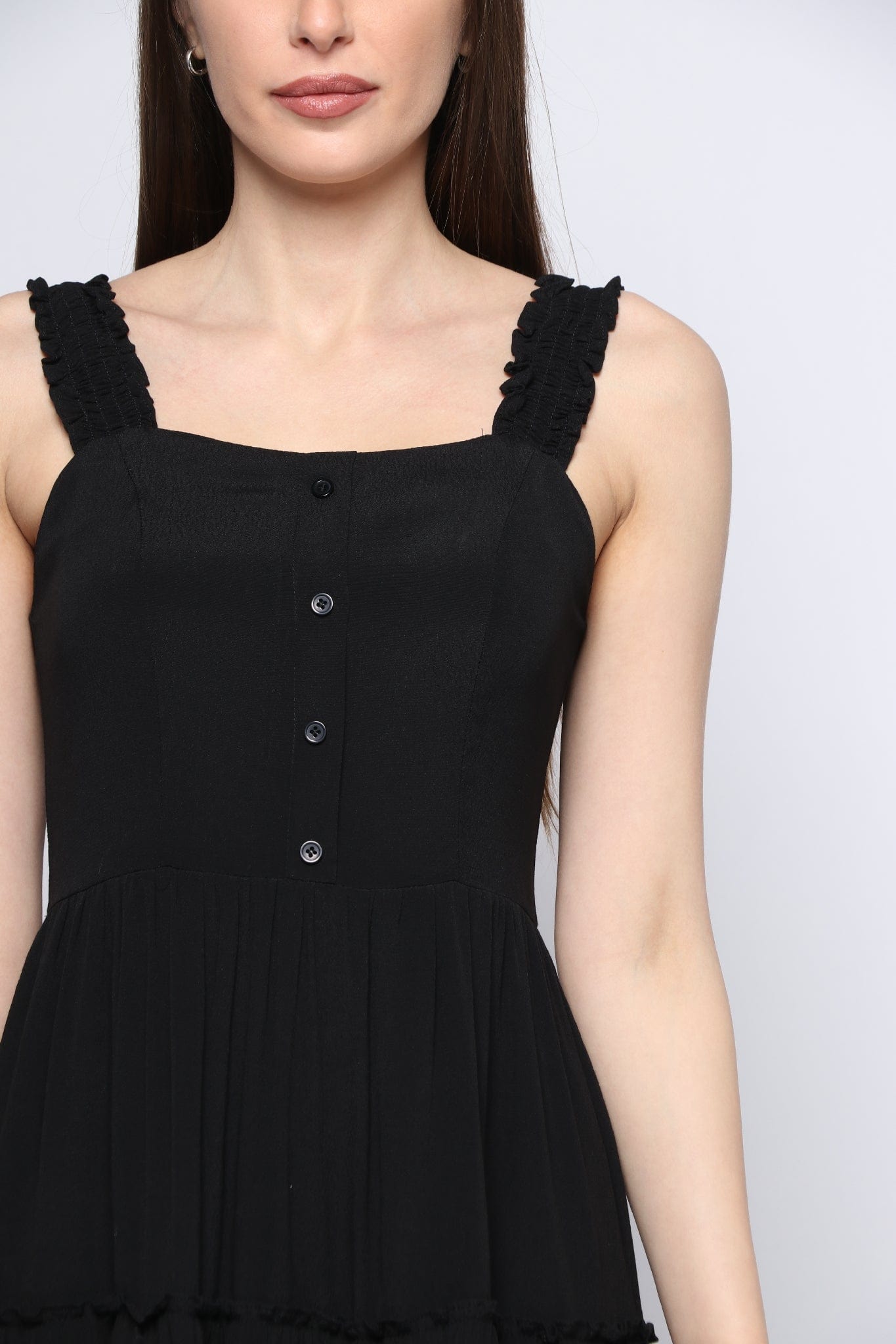 كيتشن فستان ميدي حمالات عريضة ياقة مربعة نسائي