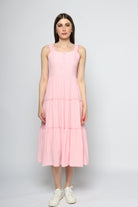 كيتشن فستان ميدي حمالات عريضة ياقة مربعة نسائي