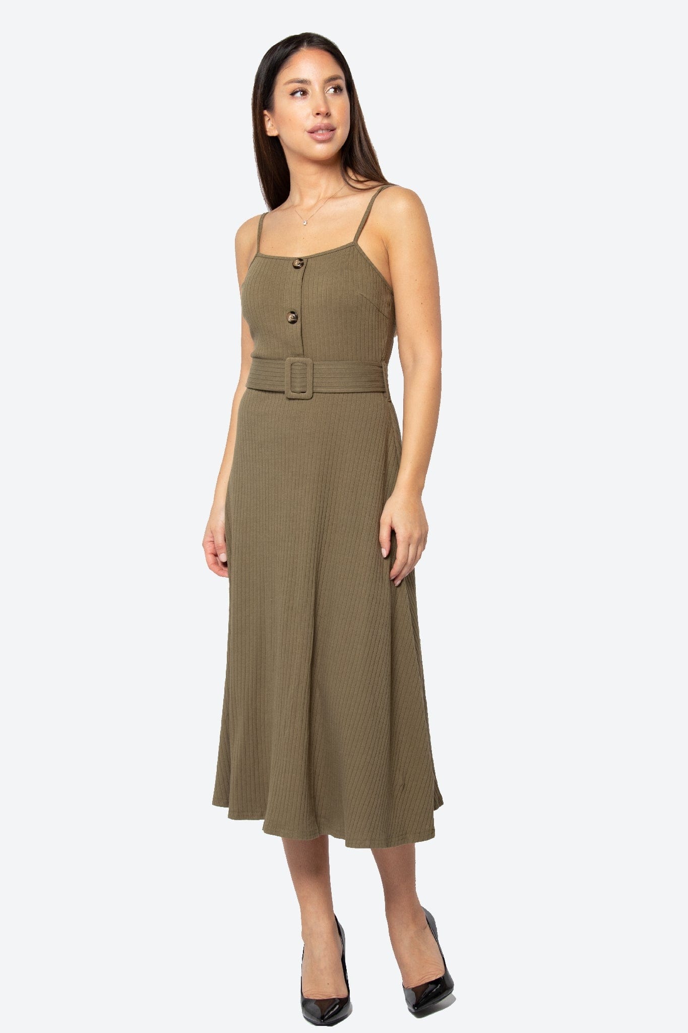 كيتشن فستان ميدي بدون أكمام سادة برباط حمالات