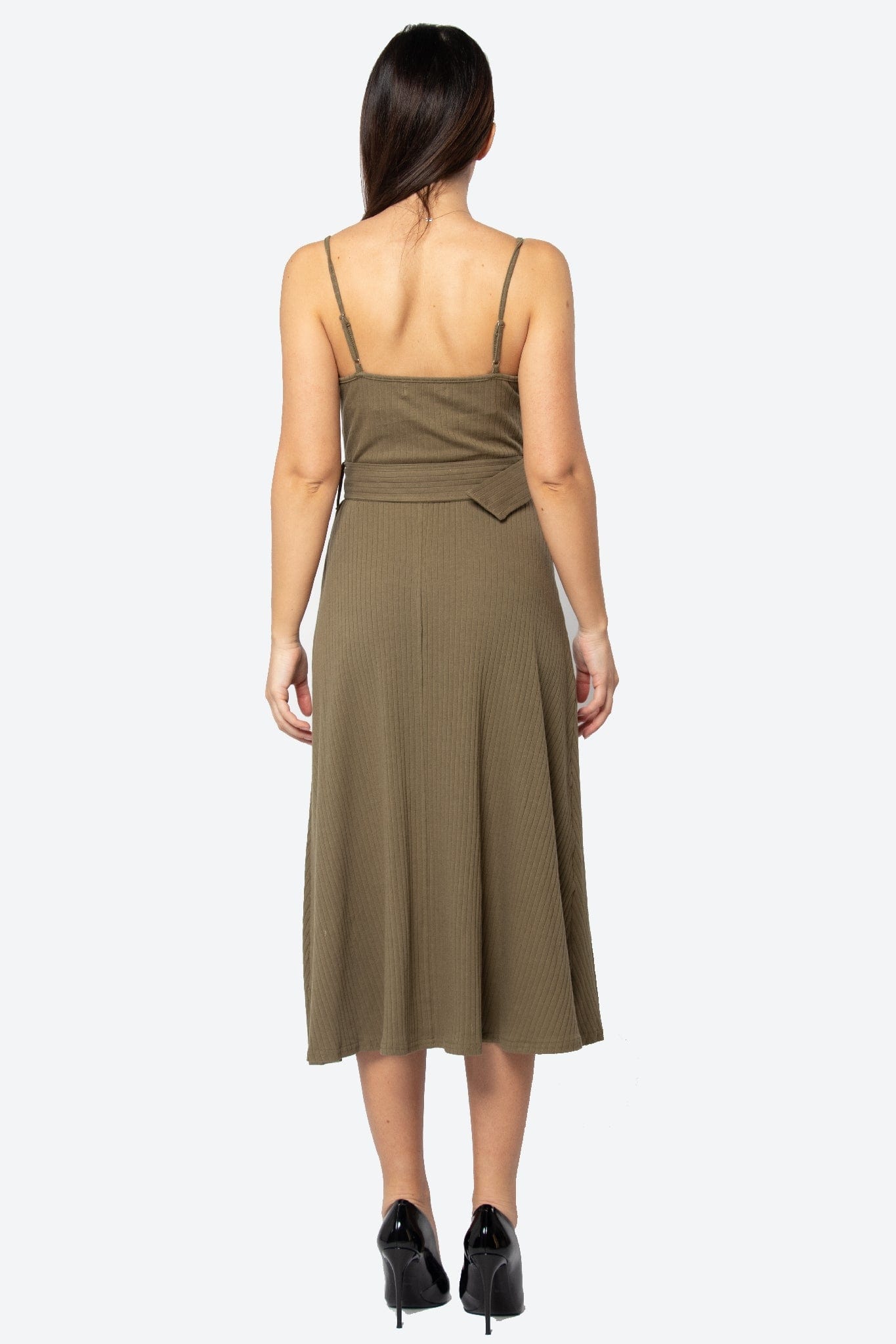 كيتشن فستان ميدي بدون أكمام سادة برباط حمالات