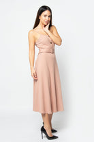 كيتشن فستان ميدي بدون أكمام سادة برباط حمالات